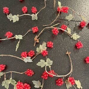 Vintage Christmas Red Berries and Leaves Garland Pieces